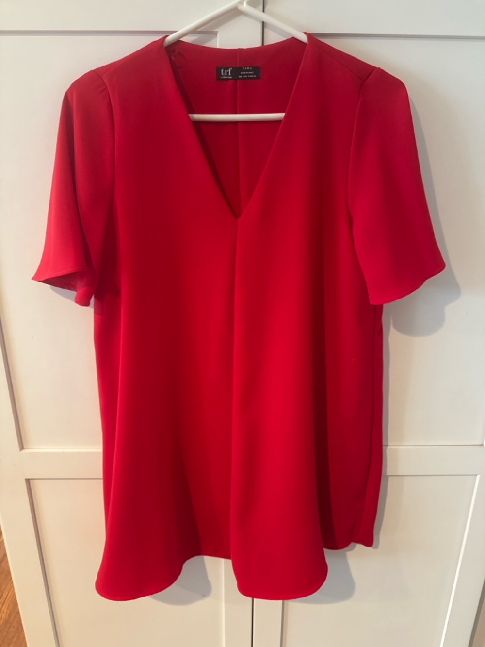 ZARA Red V-Neck Short Sleeve Dress